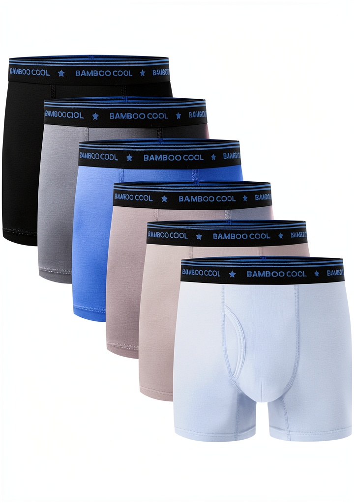 Close-up of Boys Bamboo Underwear fabric texture and seamless waistband on a wooden surface