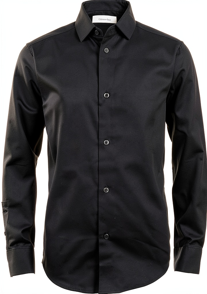 Calvin Klein boys dress shirt in black color on a hanger