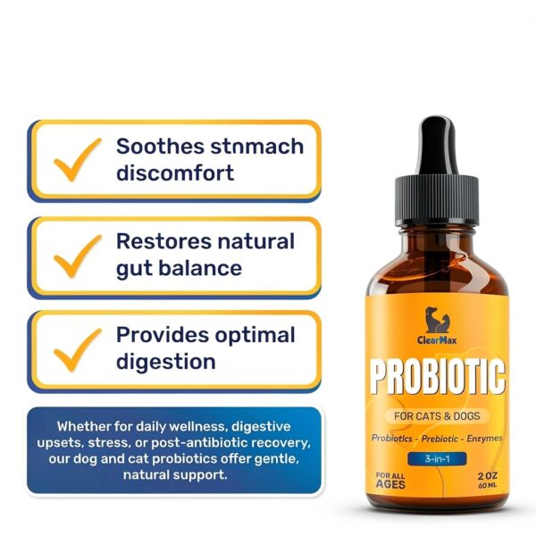 Clear Max Liquid Probiotic for Dogs Cats Digestive Health-1