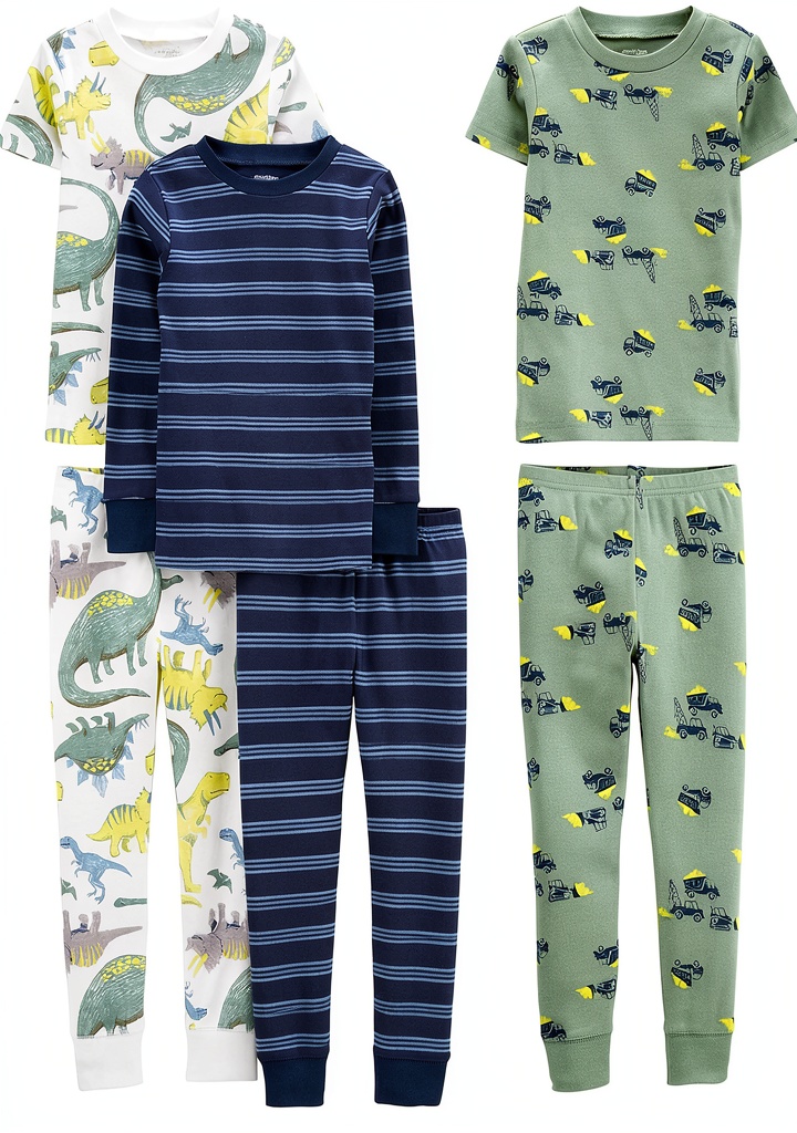 Child wearing Simple Joys by Carters snug fit cotton pajama set playing comfortably