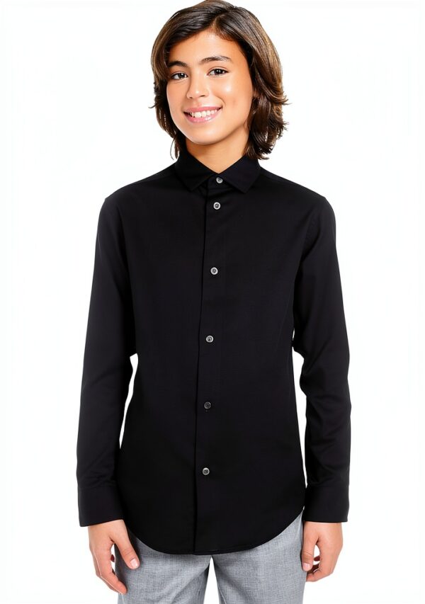 Calvin Klein Boys Long Sleeve Sateen Dress Shirt Button Down-2