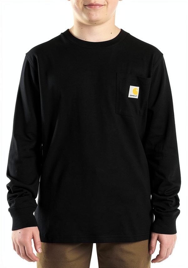 Carhartt Boys Long Sleeve Pocket T Shirt Logo Sleeve